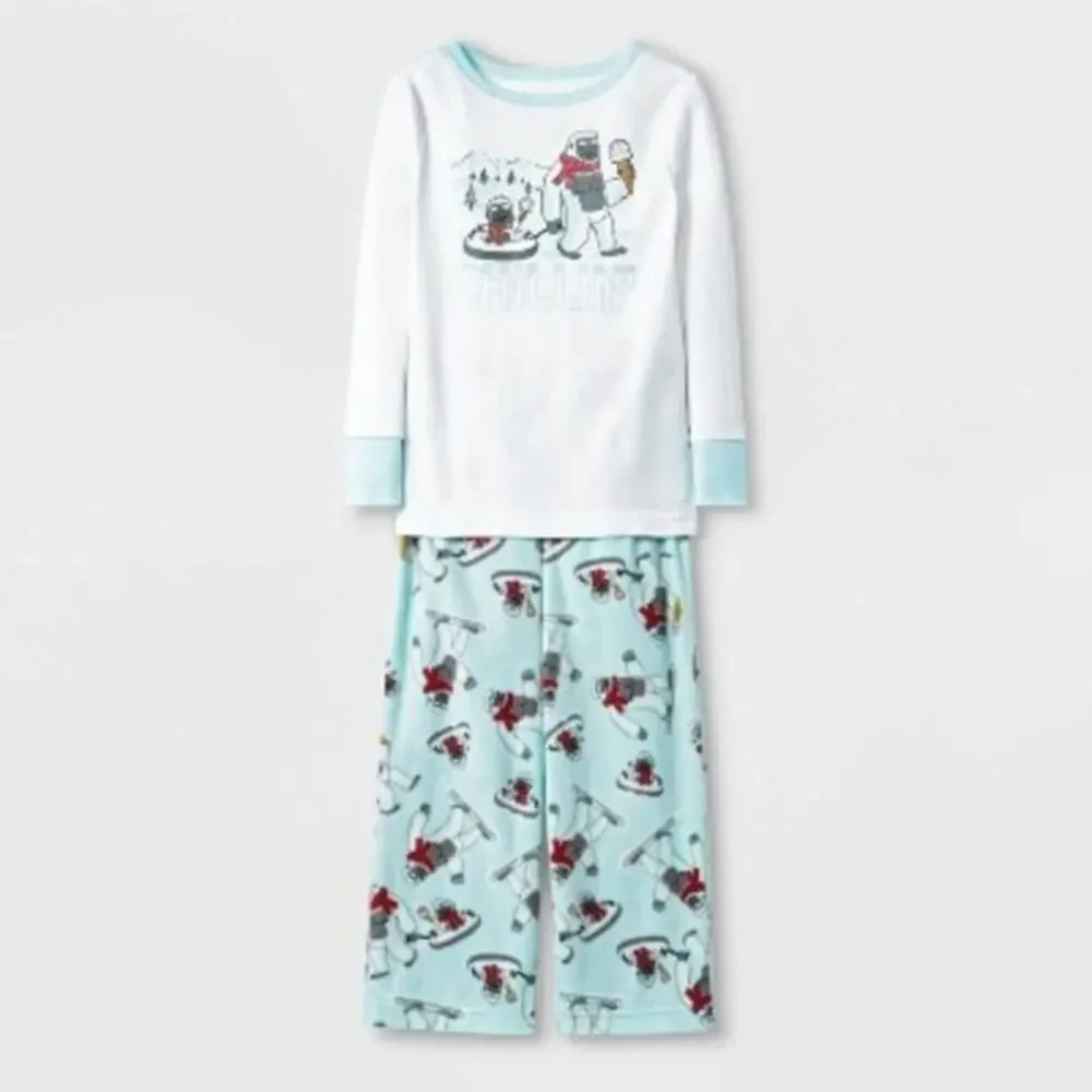 NWT Cat & Jack Baby Winter Fleece Top & Bottoms Pajama Set Size 12 Months